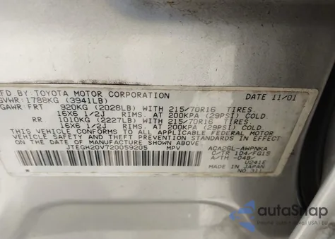 2002 Toyota Rav4 из США, поврежденный, VIN JTEGH20V720059205